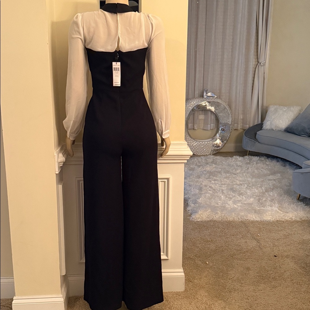 BCBGeneration Black and White Wide Leg Jumpsuit - Picture 3 of 4